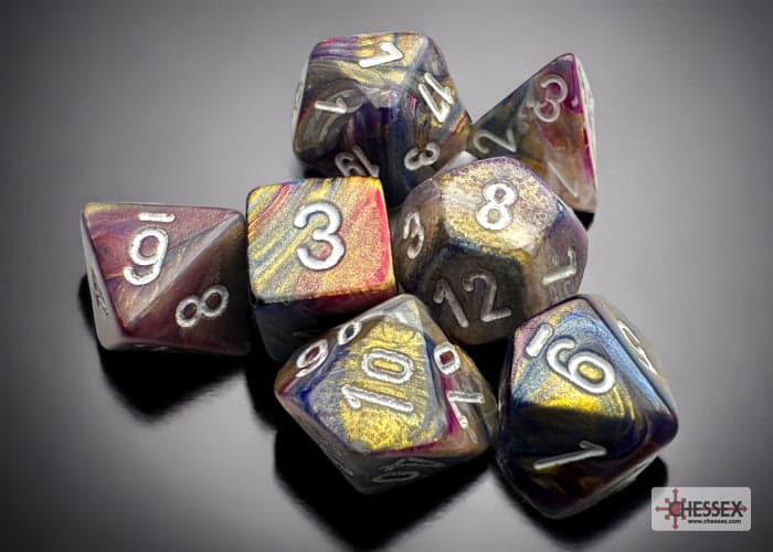 Chessex | Mini-hedral Dice Set | Acrylic | Festive Carousel/white (CHX 20440)
