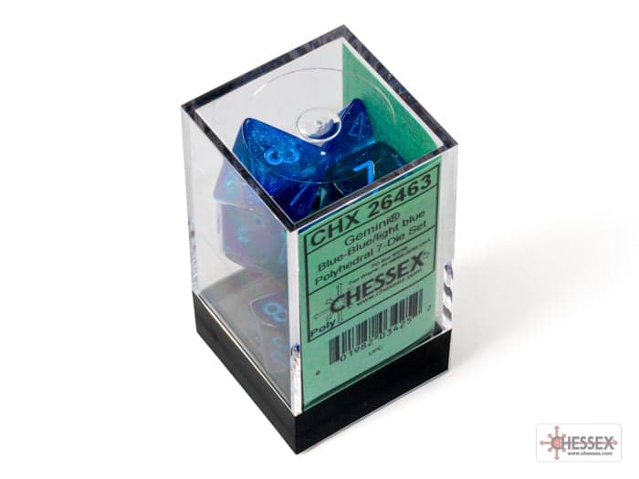 Chessex | Polyhedral Dice Set | Acrylic | Gemini Blue-Blue/light blue (CHX 26463)