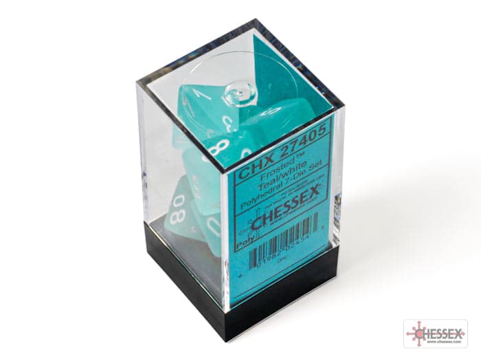 Chessex | Polyhedral Dice Set | Acrylic | Frosted Teal/white (CHX 27405)