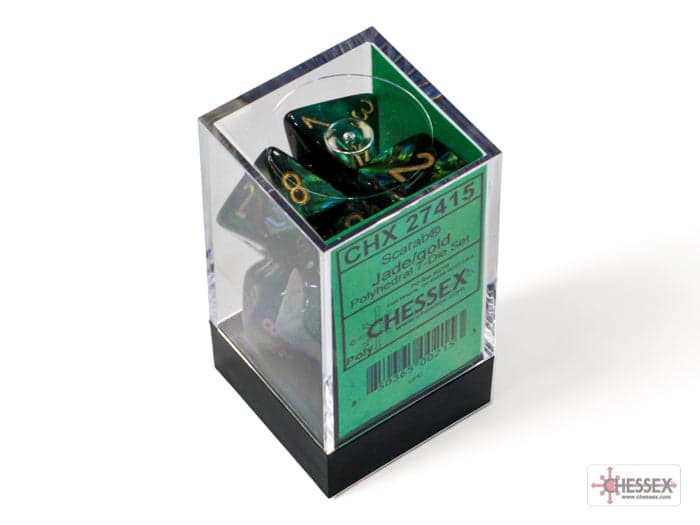 Chessex | Polyhedral Dice Set | Acrylic | Scarab Jade/gold (CHX 27415)