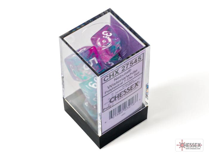Chessex | Polyhedral Dice Set | Acrylic | Nebula Wisteria/white (CHX 27545)