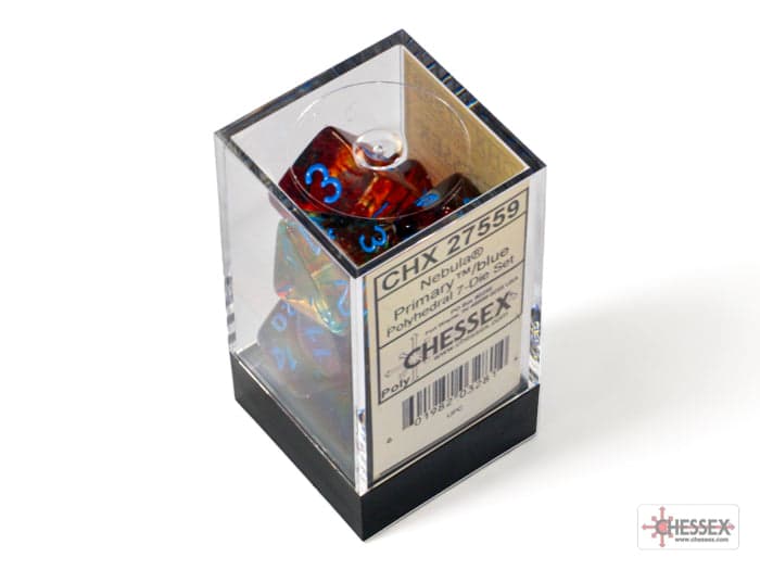 Chessex | Polyhedral Dice Set | Acrylic | Nebula Primary/blue (CHX 27559)