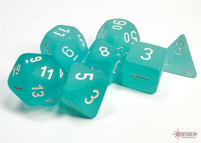 Chessex | Polyhedral Dice Set | Acrylic | Frosted Teal/white (CHX 27405)