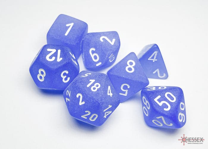 Chessex | Polyhedral Dice Set | Acrylic | Frosted Blue/white (CHX 27406)
