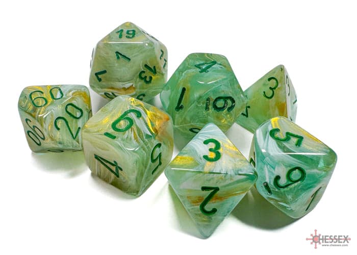 Chessex | Polyhedral Dice Set | Acrylic | Marble Green/dark green (CHX 27409)