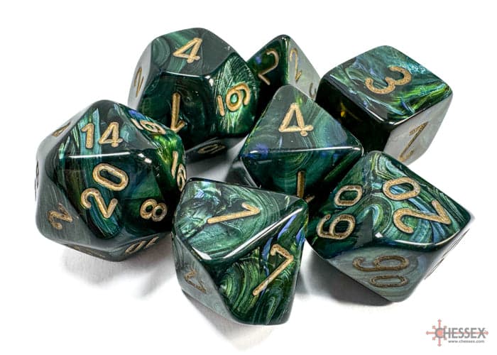 Chessex | Polyhedral Dice Set | Acrylic | Scarab Jade/gold (CHX 27415)