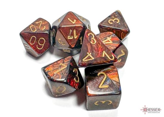Chessex | Polyhedral Dice Set | Acrylic | Scarab Blue Blood/gold (CHX 27419)