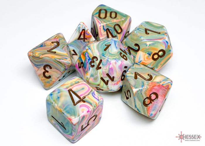 Chessex | Polyhedral Dice Set | Acrylic | Frestive Vibrant/brown (CHX 27441)