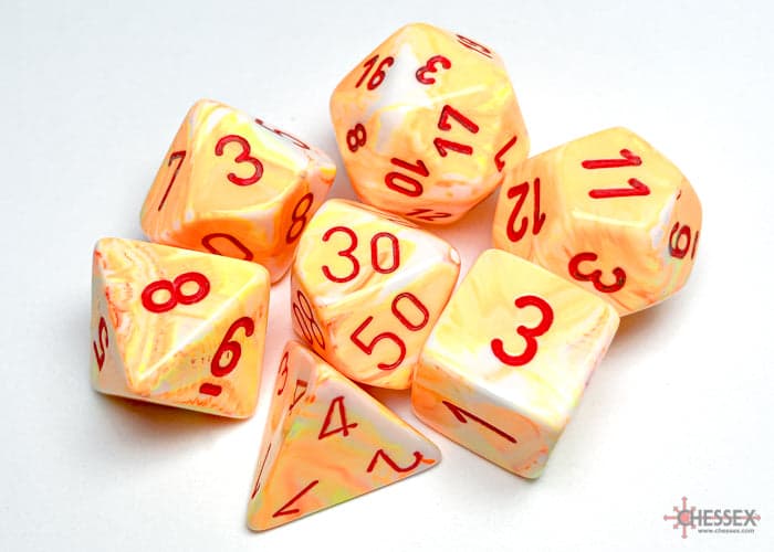 Chessex | Polyhedral Dice Set | Acrylic | Festive Sunburst/red (CHX 27453)