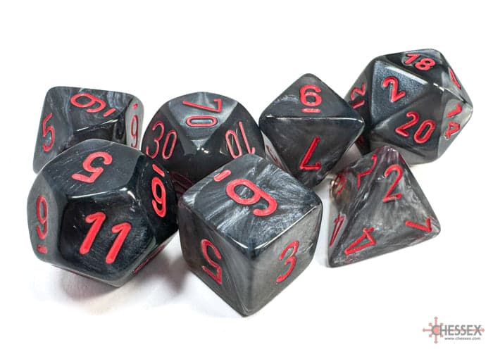 Chessex | Polyhedral Dice Set | Acrylic | Velvet Black/red (CHX 27478)