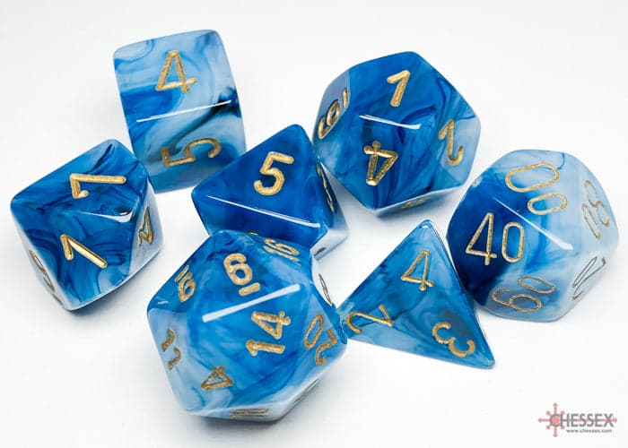 Chessex | Polyhedral Dice Set | Acrylic | Phantom Teal/gold (CHX 27489)
