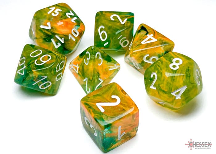 Chessex | Polyhedral Dice Set | Acrylic | Nebula Spring/white (CHX 27555)