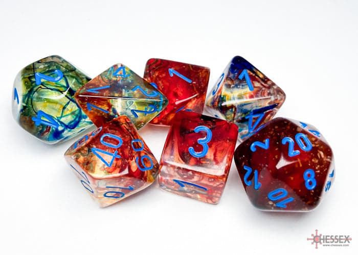 Chessex | Polyhedral Dice Set | Acrylic | Nebula Primary/blue (CHX 27559)