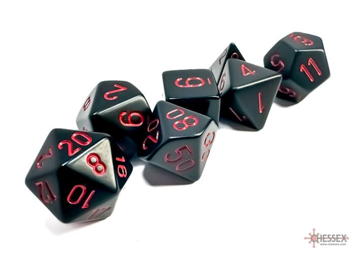 Chessex | Polyhedral Dice Set | Opaque | Black/Red (CHX25418)