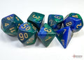 Chessex | Polyhedral Dice Set | Acrylic | Gemini Blue-Green/gold (CHX 26436)