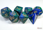 Chessex | Polyhedral Dice Set | Acrylic | Gemini Blue-Green/gold (CHX 26436)
