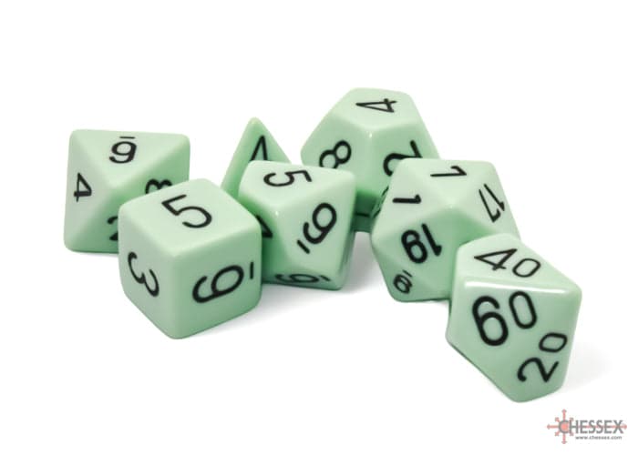 Chessex | Polyhedral Dice Set | Opaque | Pastel Green/Black (CHX25465)