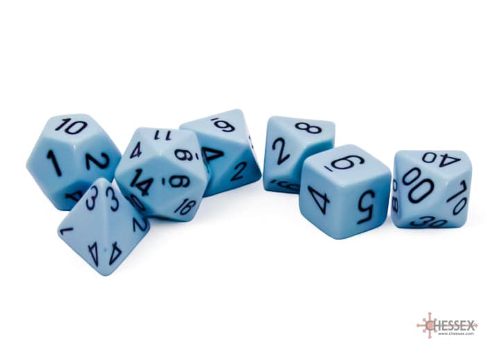 Chessex | Polyhedral Dice Set | Opaque | Pastel Blue/Black (CHX25466)