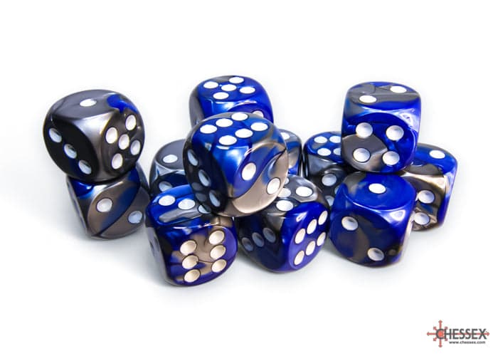 Chessex | 16mm D6 Dice Block | Gemini | Blue-Steel/White (CHX26623)