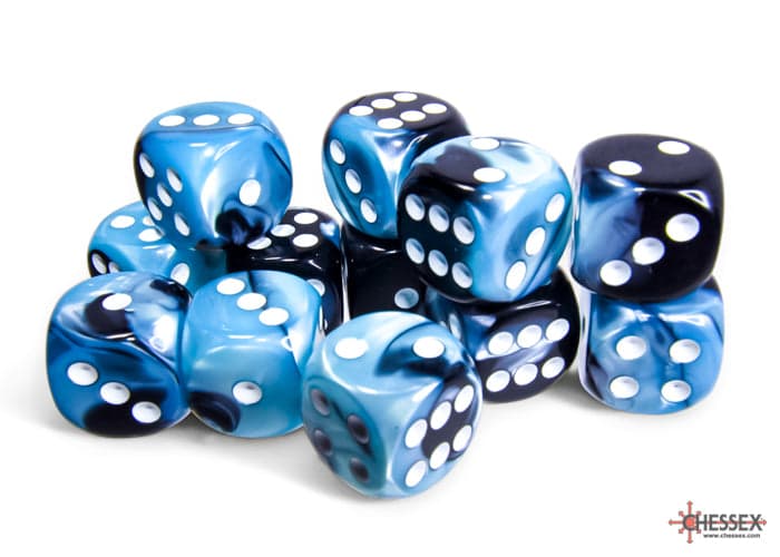 Chessex | 16mm D6 Dice Block | Gemini | Black-Shell/White (CHX26646)