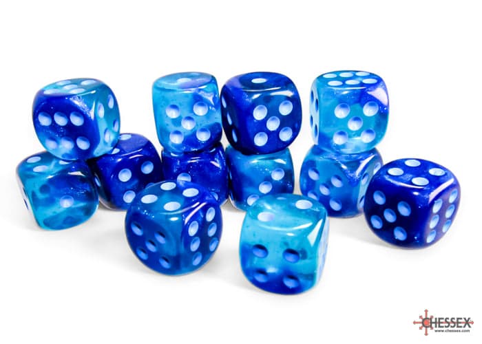 Chessex | 16mm D6 Dice Block | Gemini | Blue-Blue/Light Blue (CHX26663)
