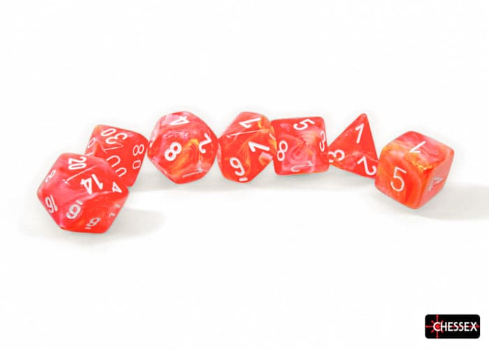 Chessex | Polyhedral Dice Set | Acrylic | Festive Polyhedral Dahlia/white (CHX 27553)
