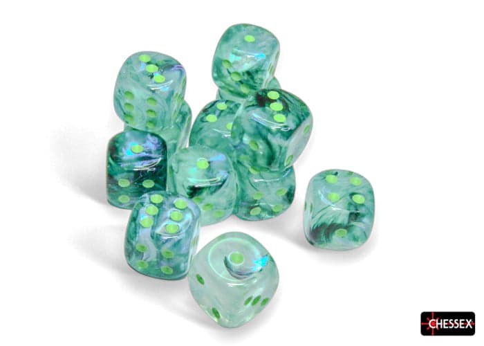 Chessex | 16mm D6 Dice Block | Borealis | Kelp/Light Green (CHX27795)