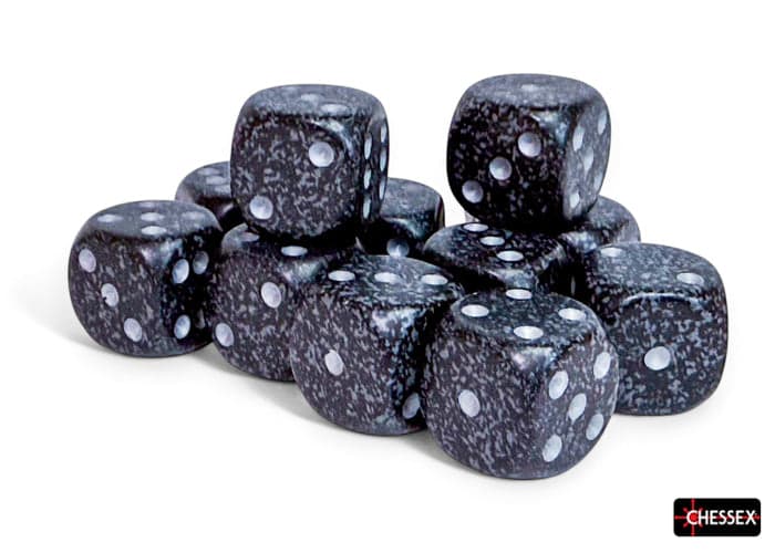 Chessex | d6 Dice Block | Acrylic | Speckled Ninja 16mm d6 (12 dice) (CHX 25718)