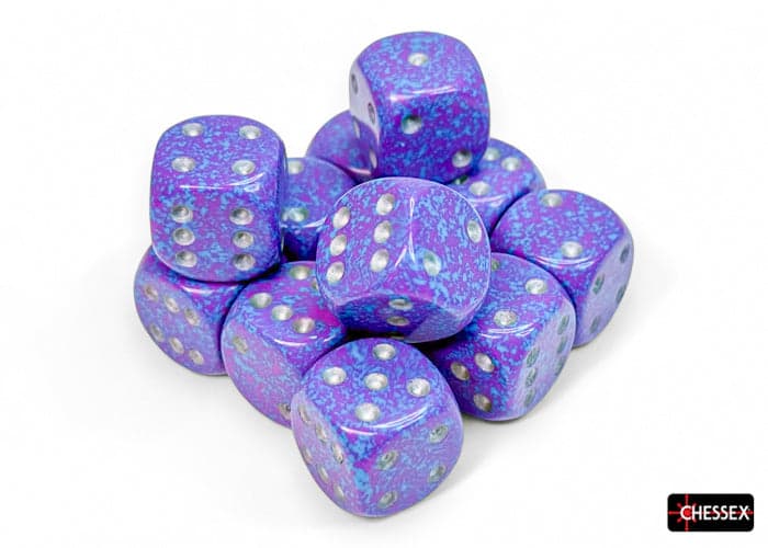 Chessex | d6 Dice Block | Acrylic | Speckled Silver Tetra 16mm d6 (12 dice) (CHX 25747)