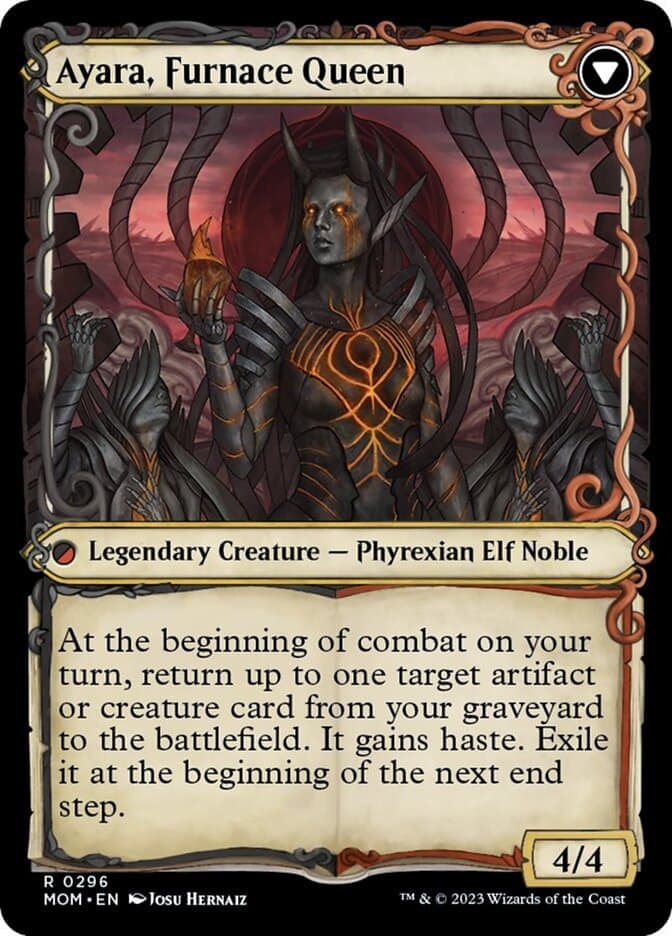 Ayara, Widow of the Realm // Ayara, Furnace Queen (Showcase Planar Booster Fun) [March of the Machine] Foil