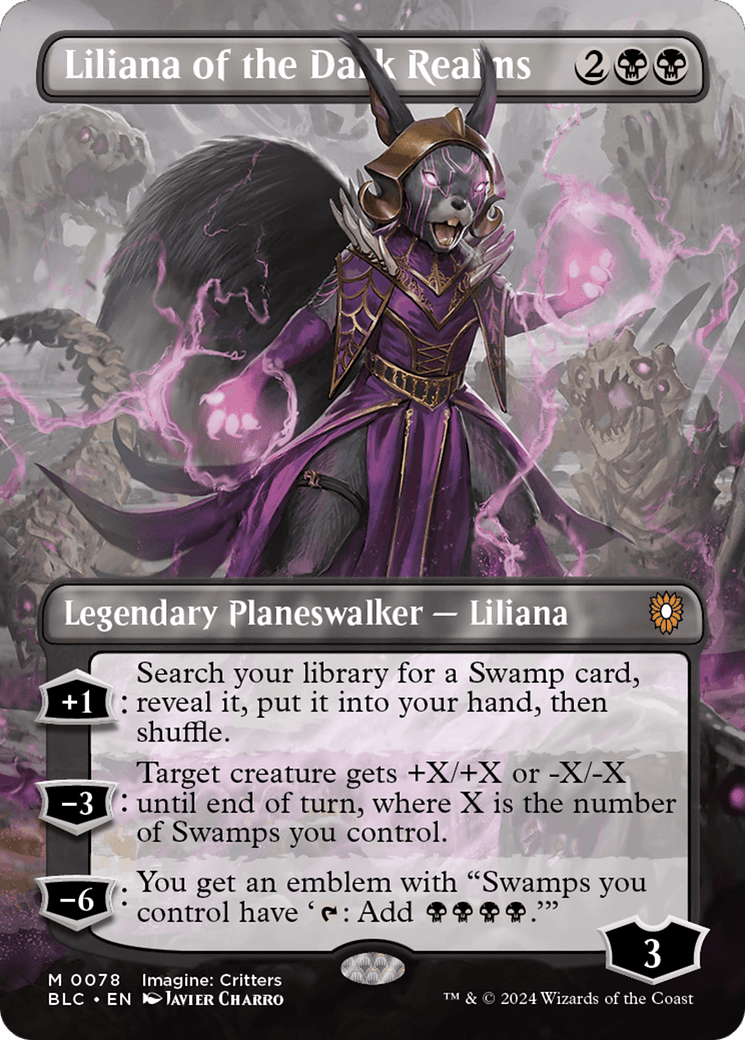 Liliana of the Dark Realms (Borderless) [Bloomburrow Commander] Foil