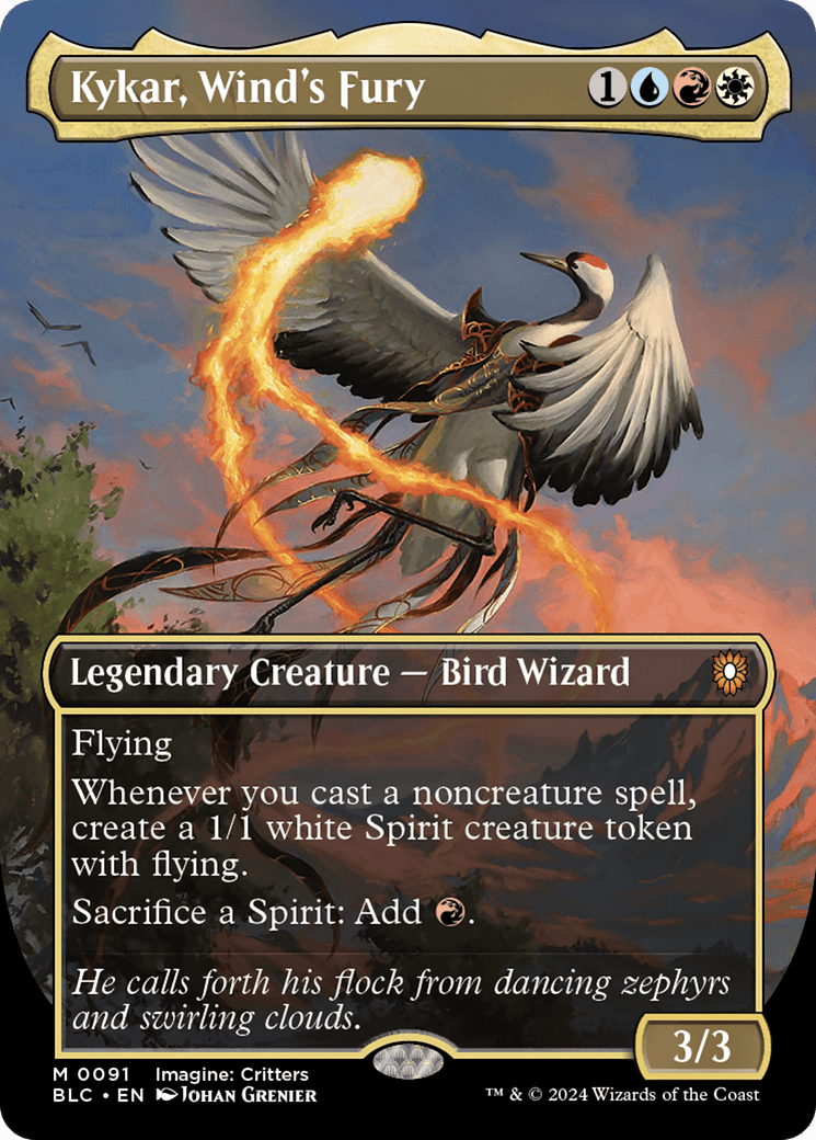 Kykar, Wind's Fury (Borderless) [Bloomburrow Commander] Foil