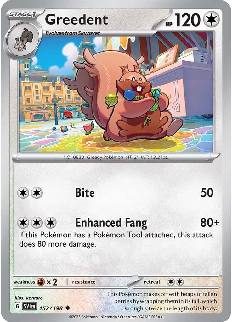 Greedent 152- SV01 Scarlet & Violet Base Set Reverse Holofoil