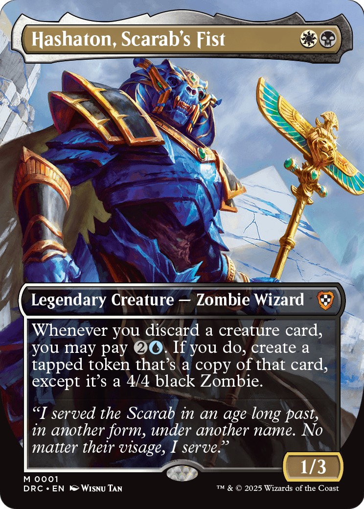 Hashaton, Scarab's Fist (Borderless) (001) [Commander: Aetherdrift]  Foil