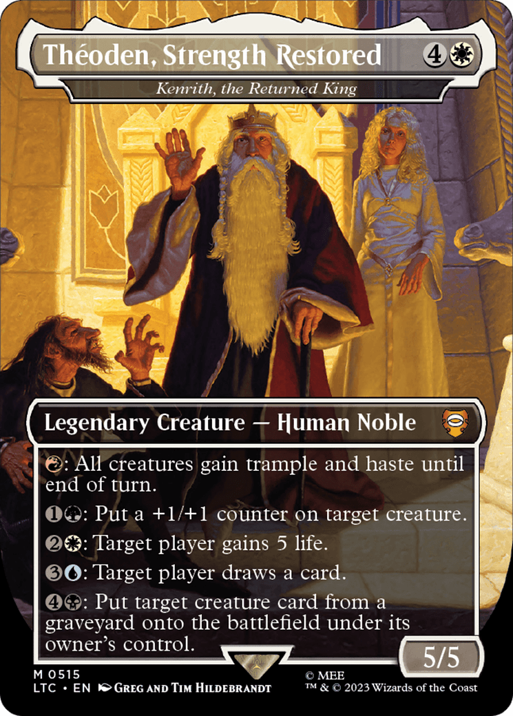 Theoden, Strength Restored - Kenrith, the Returned King (Borderless) [The Lord of the Rings: Tales of Middle-Earth Commander] Foil
