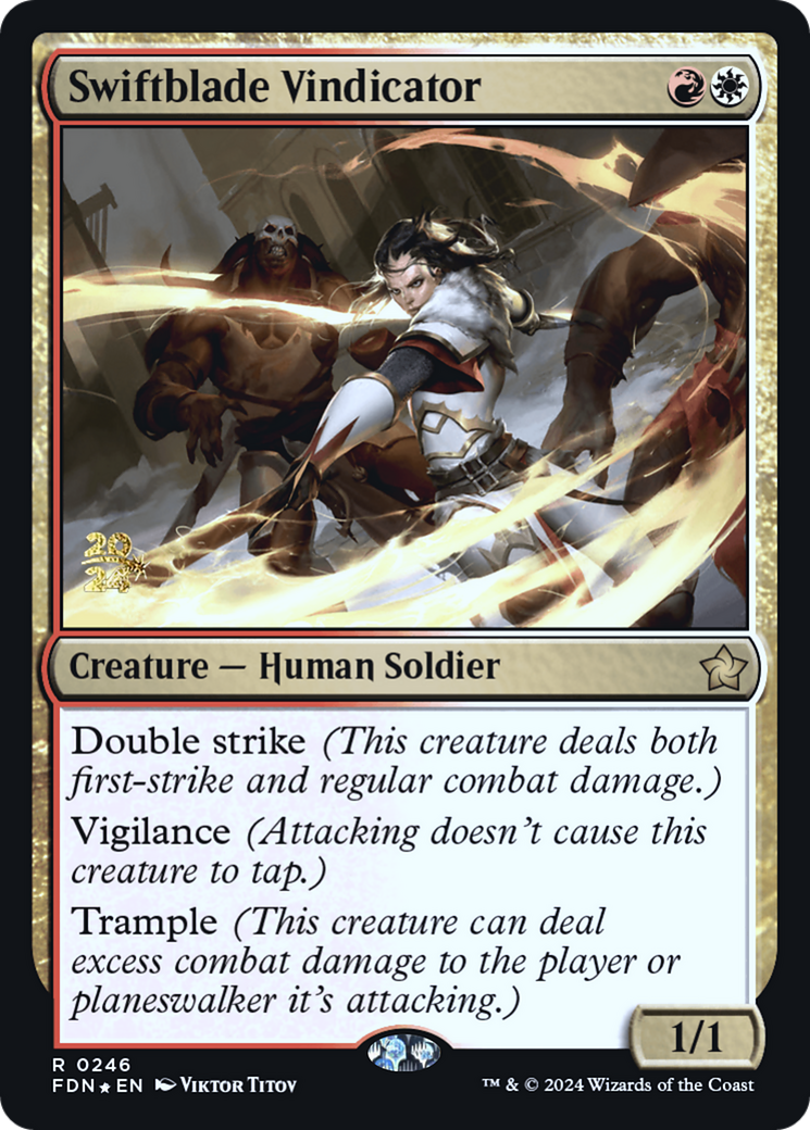 Swiftblade Vindicator (FDN) (-246) - Prerelease Cards