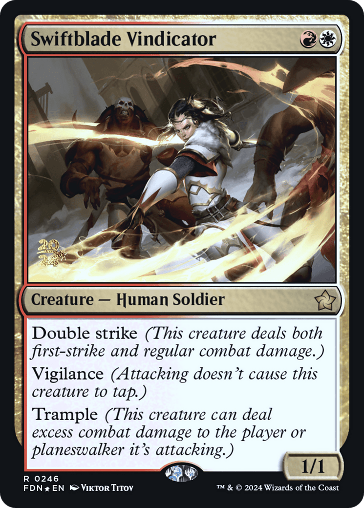 Swiftblade Vindicator (FDN) (-246) - Prerelease Cards