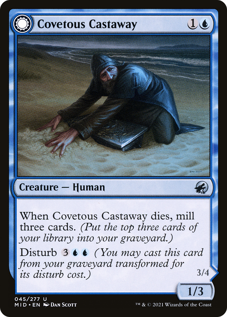 Covetous Castaway // Ghostly Castigator [Innistrad: Midnight Hunt] Foil