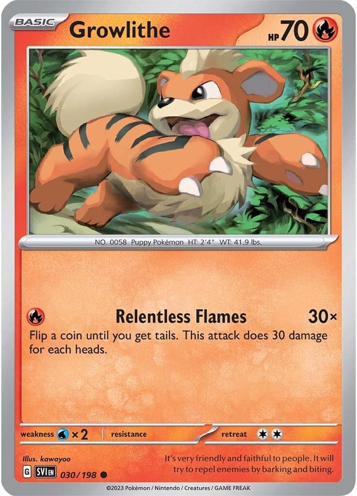 Growlithe 030/198  - Reverse Holofoil SV01 Scarlet & Violet Base Set - Common