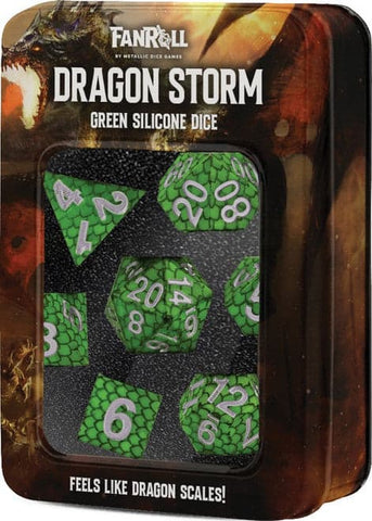 Dragon Storm - Polyhedral Silicone Dice (Set of 7) - Green Dragon Scales