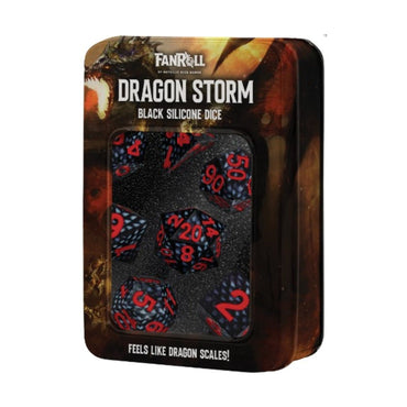 Dragon Storm - Polyhedral Silicone Dice (Set of 7) - Black Dragon Scales