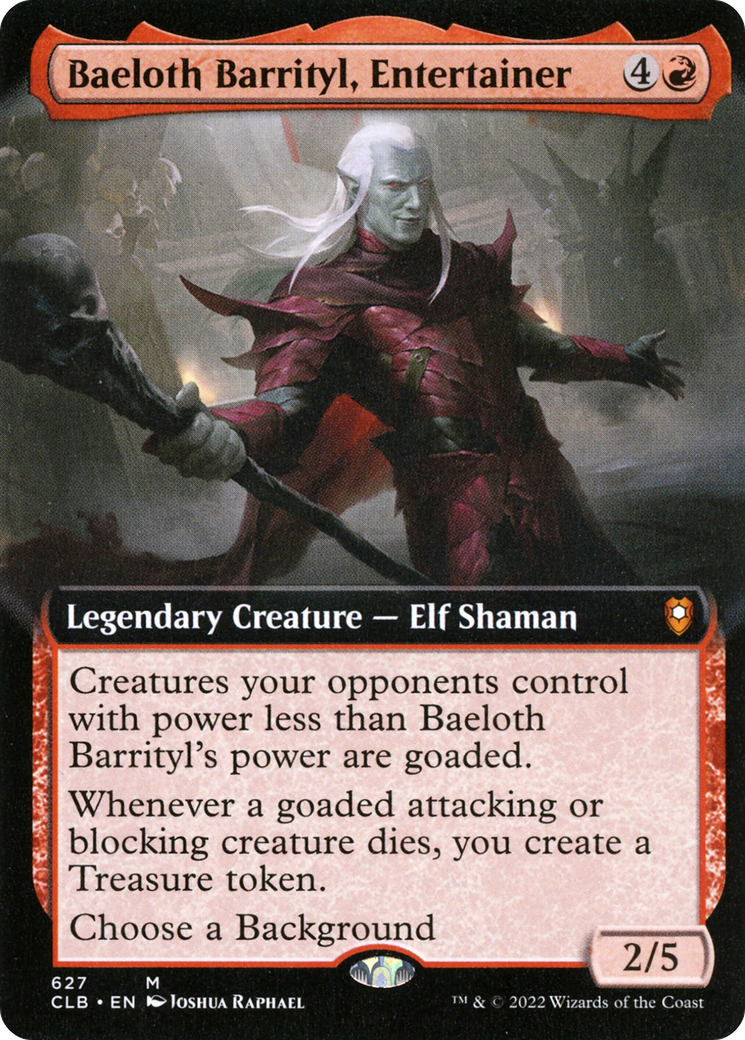 Baeloth Barrityl, Entertainer (Extended Art) [Commander Legends: Battle for Baldur's Gate] Foil