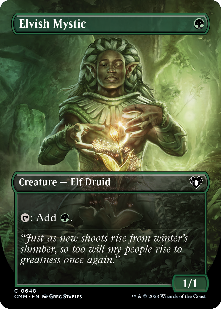 Elvish Mystic (Borderless Alternate Art) [Commander Masters] Foil