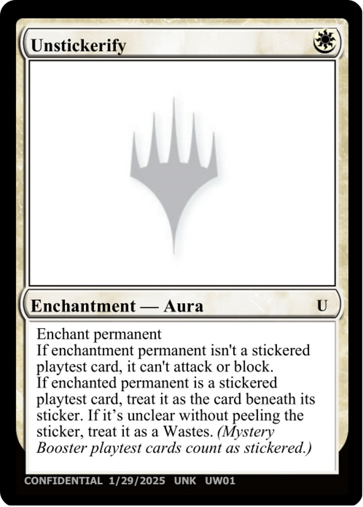 Unstickerify |  () [Un-Known Event Playtest Cards]