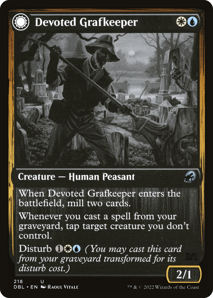 Devoted Grafkeeper // Departed Soulkeeper [Innistrad: Double Feature] Foil