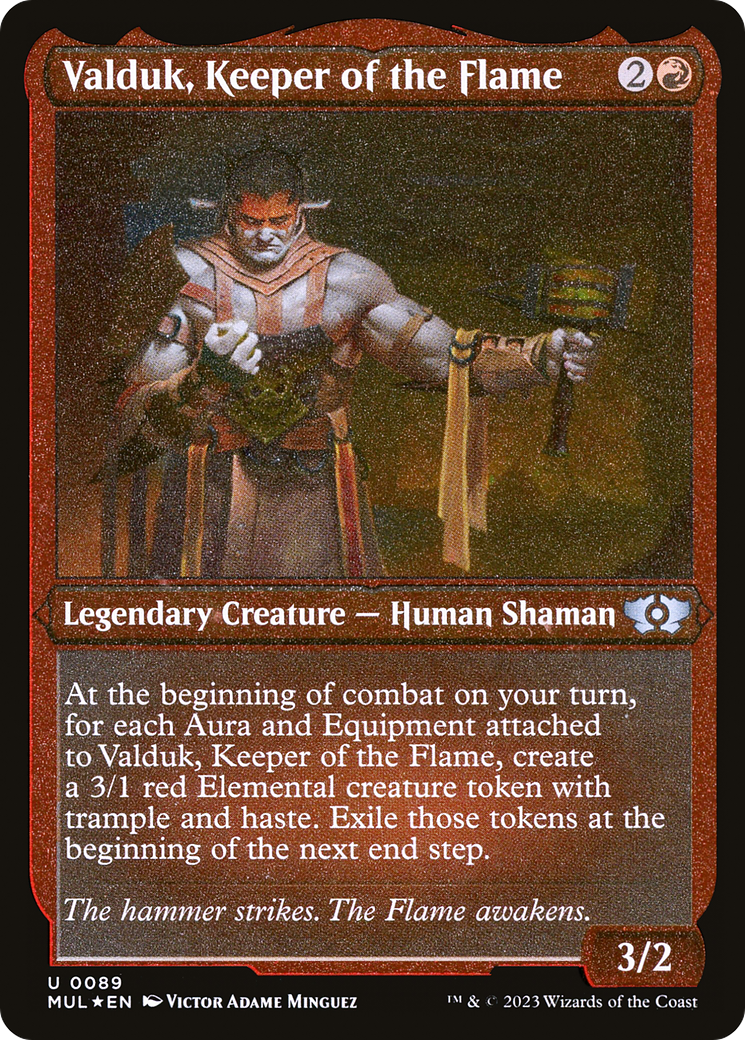 Valduk, Keeper of the Flame (Foil Etched) |  Foil (089) [Multiverse Legends]