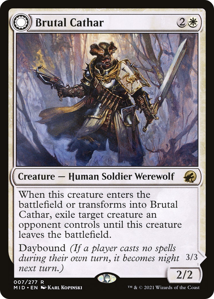 Brutal Cathar // Moonrage Brute [Innistrad: Midnight Hunt] Foil