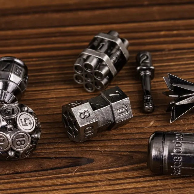 RPG Dice Set | Metal | Ancient Bomb | Silver