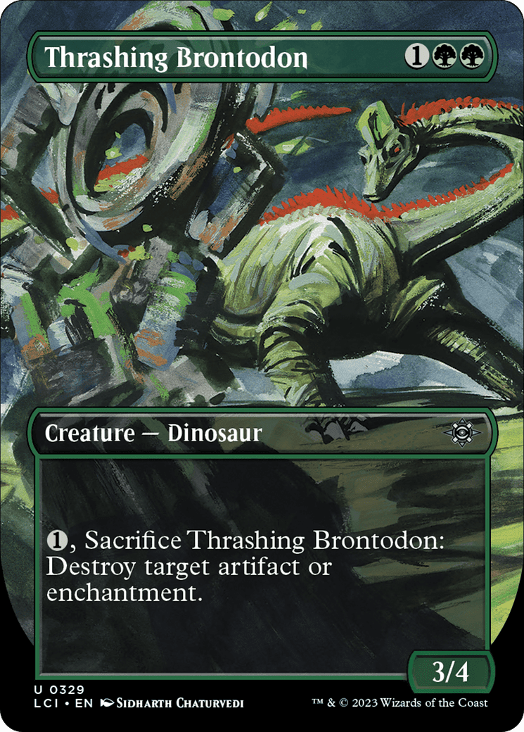 Thrashing Brontodon (Borderless) [The Lost Caverns of Ixalan] Foil
