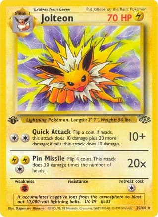Jolteon (20) (20) 020  - 1st Edition Jungle - Rare